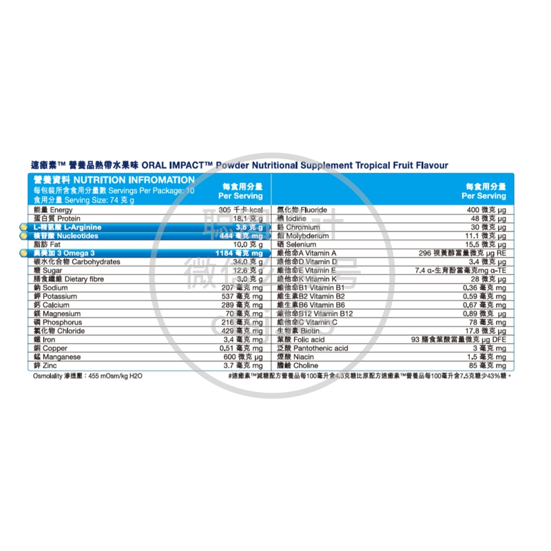 Oral Impact速愈素(减糖) 热带水果味孖装 74克 x 10包 x 2 063834