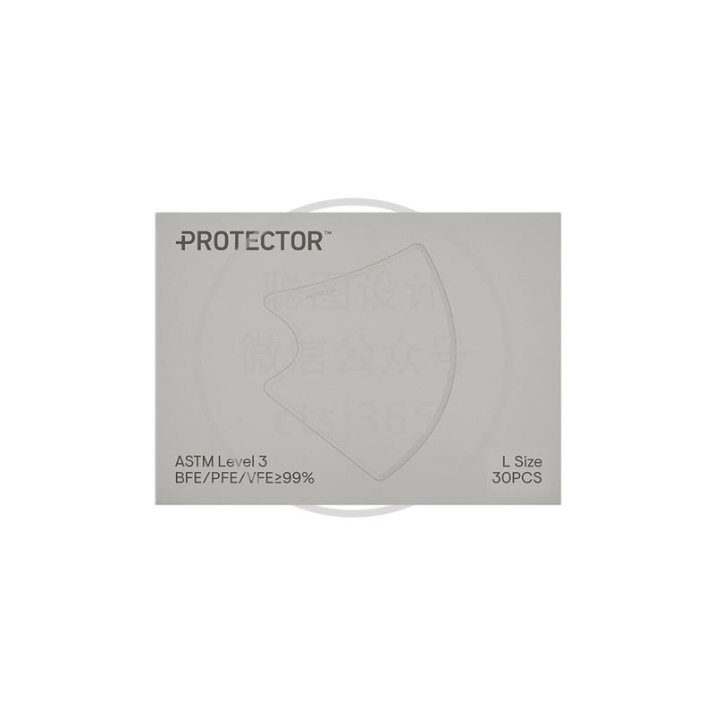 Protector 3D 成人立体口罩(大码)雾感灰30片 074492