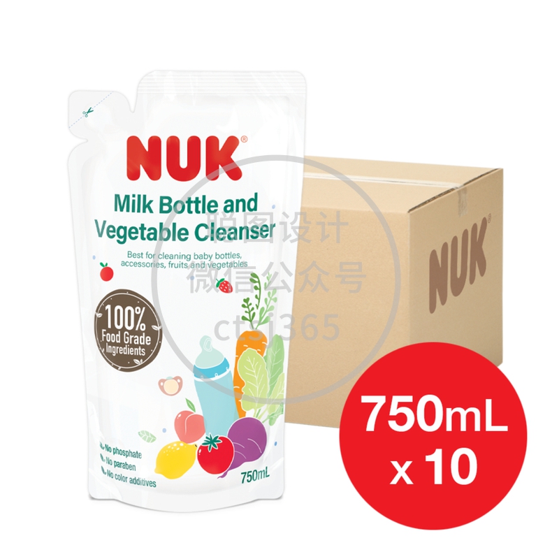 Nuk奶瓶清洁液补充装(原箱) 750毫升 x 10包 336040