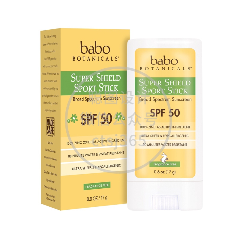 Babo Botanicals矿物超级防晒棒 SPF50 17克 417089