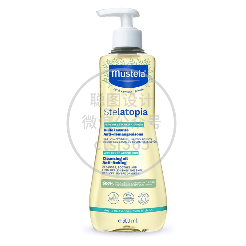 Mustela Stelatopia冲凉洗头特强止痕二合一沐浴油 500 毫升 835686