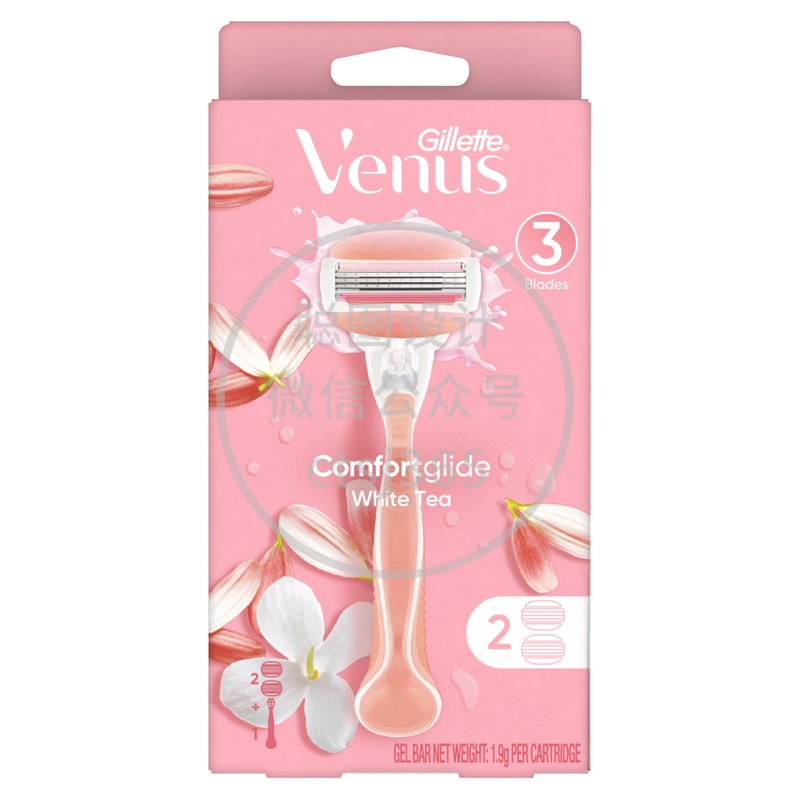 Gillette Venus吉列维纳斯ComfortGlide女士除毛刀 刀架 1件+刀头  2片 912261